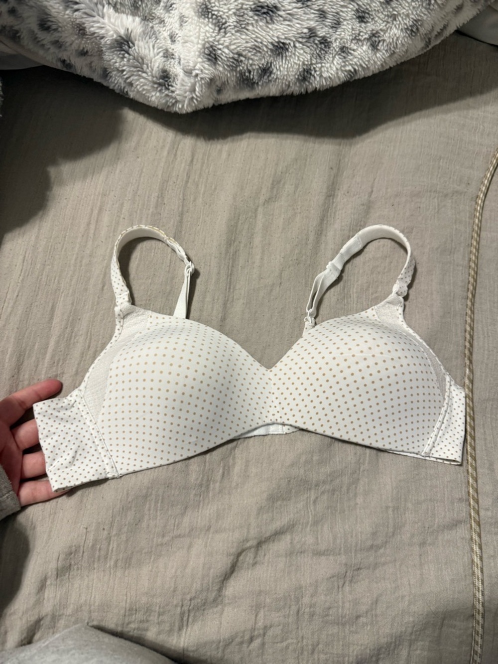 Warner's White Bra with Gold Dot Print - Smooth T-Shirt Style